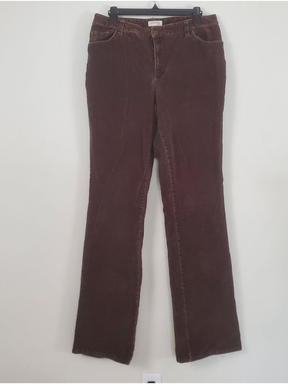 St. John's Bay Wide Leg Corduroy Pants Women 12UT Brown Stretch 32x34